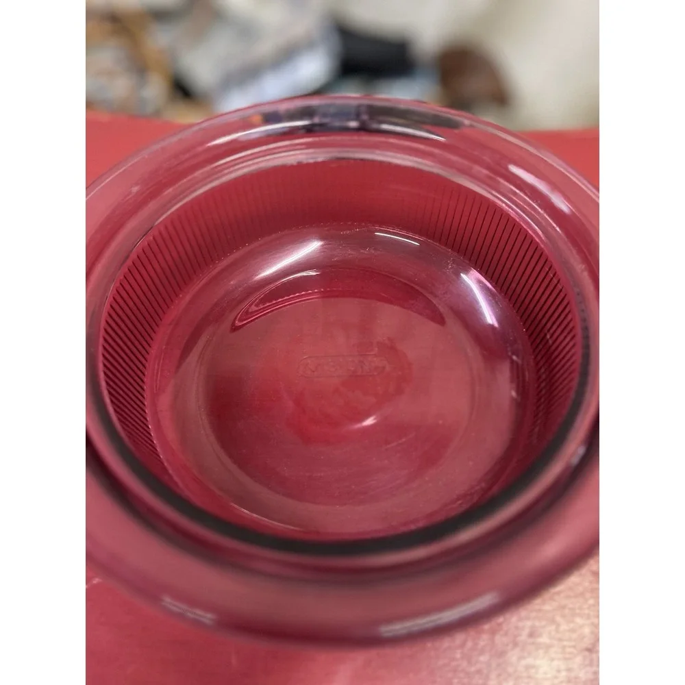 Set Of 2 CORNING WARE VISION CRANBERRY‎ OPEN 1 QUART, 24oz Casserole Dishes